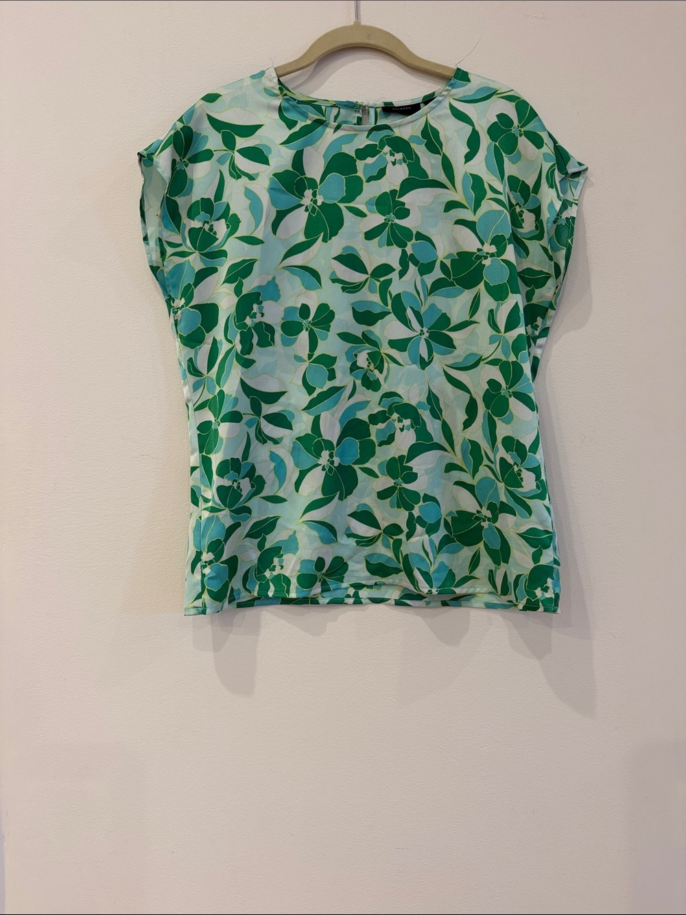 Halogen Green and Teal Floral Short Sleeve Top
